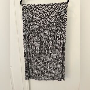 Old Navy Black and White Geometric Pattern Strapless Dress Large